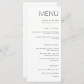 ミニマリスト結婚シック | グレー メニュー (正面/裏面)