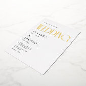 ミニマリスト結婚シック 箔招待状 (回転した状態)