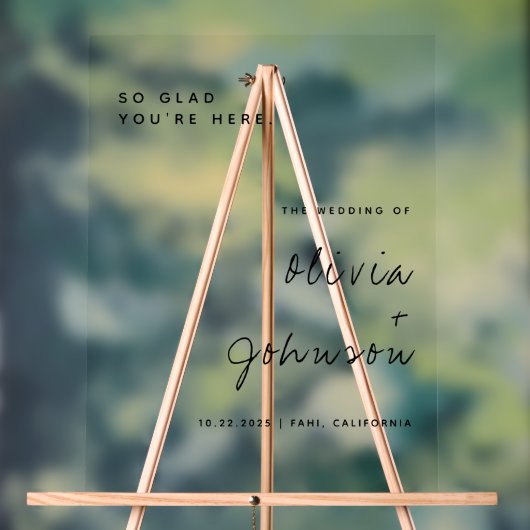 ミニマリスト結婚スクリプトの歓迎 アクリルサイン (ニュートラル)