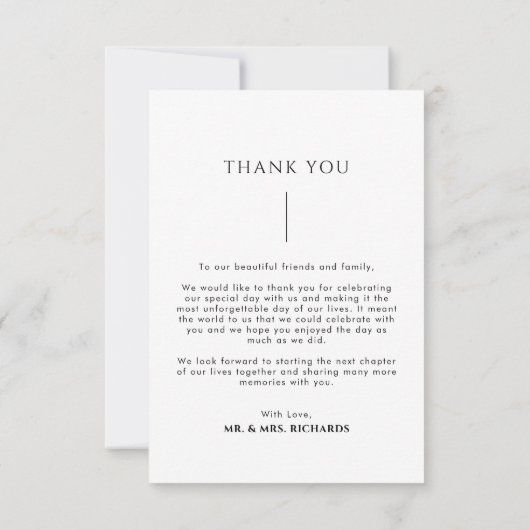ミニマリスト結婚スクリプト サンキューカード (裏面)