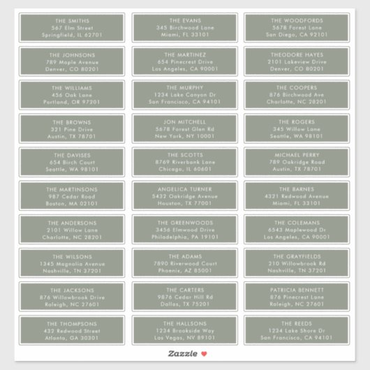 ミニマリスト結婚セージグリーンズゲスト住所 シール (シート)