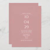 ミニマリスト結婚ダスティバラのデート 招待状 (正面/裏面)