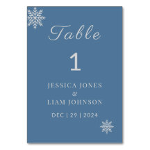 ミニマリスト結婚ダスティブルーのテーブル番号カード