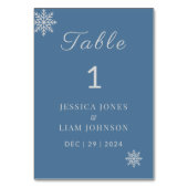 ミニマリスト結婚ダスティブルーのテーブル番号カード テーブルナンバー (正面)