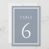 ミニマリスト結婚ダスティブルーのテーブル番号 招待状 (正面)