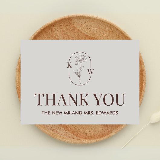 ミニマリスト結婚テラコッタ サンキューカード