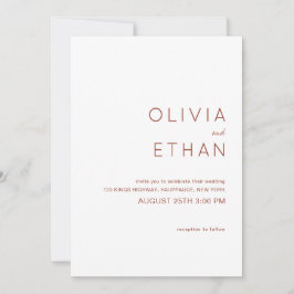 ミニマリスト結婚テラコッタ 招待状