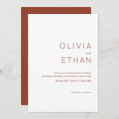 ミニマリスト結婚テラコッタ 招待状 (正面/裏面)