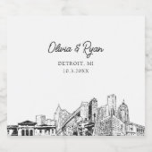 ミニマリスト結婚デトロイトカスタム リキュールボトルラベル (シングルラベル)