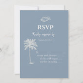 ミニマリスト結婚トロピカルダスティブルーRSVP 招待状 (正面)