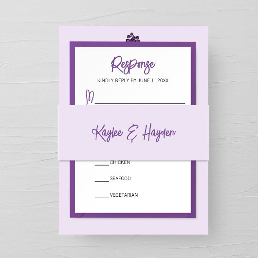 ミニマリスト結婚パープル 招待状ベリーバンド