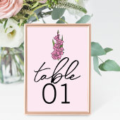 ミニマリスト結婚ピンクグラジオラスの表番号 テーブルナンバー