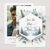 ミニマリスト結婚ピーク山 セーブザデート (正面/裏面)