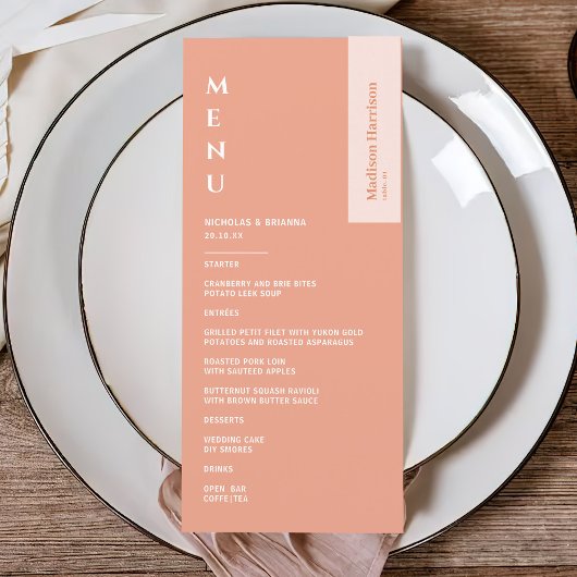 ミニマリスト結婚ピーチ メニュー