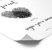 ミニマリスト結婚フィンガープリントのゲストブックサイン ポスター (角)