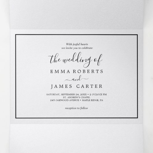 ミニマリスト結婚フォトの3倍招待状 三つ折りプログラム (内部中)