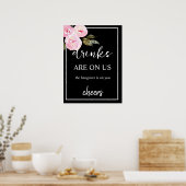 ミニマリスト結婚ブラックのオープンバー標識 ポスター (キッチン)