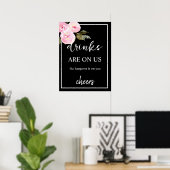 ミニマリスト結婚ブラックのオープンバー標識 ポスター (ホームオフィス)