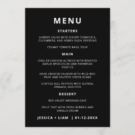 ミニマリスト結婚ブラックのテーブルメニューカード メニュー