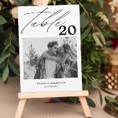 ミニマリスト結婚ブラックのテーブル番号写真 案内状