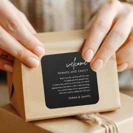 ミニマリスト結婚ブラックの歓迎抱き枕バスケット スクエアシール