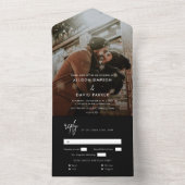 ミニマリスト結婚ブラックフォトの封印と送信すべてI オールインワン招待状 (内側)