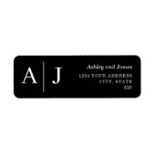 ミニマリスト結婚ブラック差出人住所ラベル ラベル (正面)