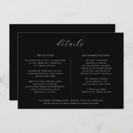 ミニマリスト結婚ブラック詳細カード 招待状