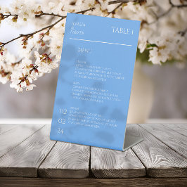 ミニマリスト結婚ブルーのメニュー 台座サイン