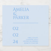 ミニマリスト結婚ブルーのワきらめくインラベル スパークリングワインラベル (シングルラベル)