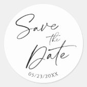 ミニマリスト結婚ホワイト差出人住所ラベル ラウンドシール (正面)