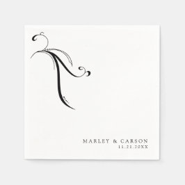 ミニマリスト結婚ボホの名前と日付 スタンダードカクテルナプキン