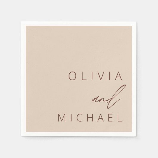 ミニマリスト結婚ボホタイポグラフィエレガント スタンダードカクテルナプキン (正面)