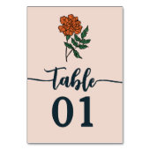 ミニマリスト結婚マリゴールドのテーブル番号 テーブルナンバー (正面)