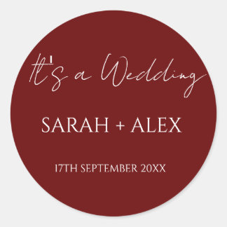 ミニマリスト結婚マルーンのカクテルナプキン ラウンドシール