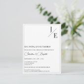 ミニマリスト結婚モノグラムのリハーサル夕食白 招待状 (スタンド正面)