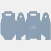 ミニマリスト結婚モノグラムの埃っぽい青い破風 フェイバーボックス (見開き)