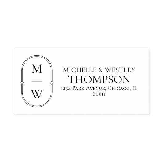 ミニマリスト結婚モノグラム差出人住所 セルフインキングスタンプ (デザイン)