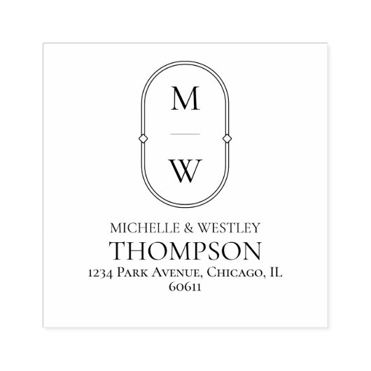 ミニマリスト結婚モノグラム差出人住所 ラバースタンプ (インプリント)