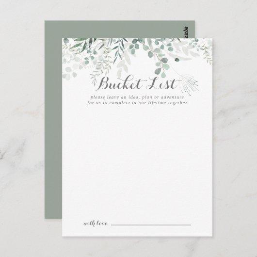 ミニマリスト結婚ユーカリのバケットリストカード ポストカード (正面/裏面)