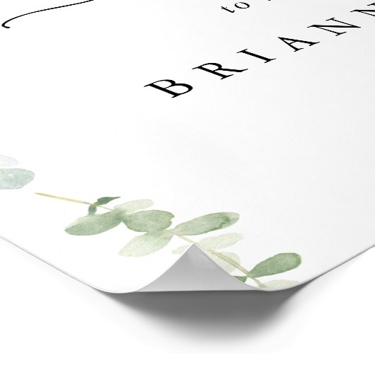 ミニマリスト結婚ユーカリの歓迎サイン ポスター (角)