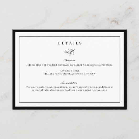 ミニマリスト結婚リーフの詳細エンクロージャカード エンクロージャーカード (正面)