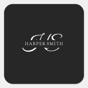 ミニマリスト結婚ロゴブランドのキャンドルシールB&W スクエアシール