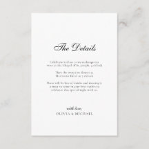 ミニマリスト結婚式の「The Details」台紙