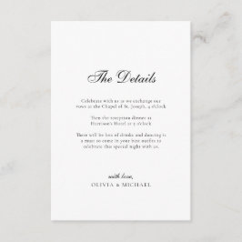 ミニマリスト結婚式の「The Details」台紙 エンクロージャーカード