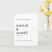 ミニマリスト結婚式パーティー折り畳みプログラムタイムライン カード (黄色い花)