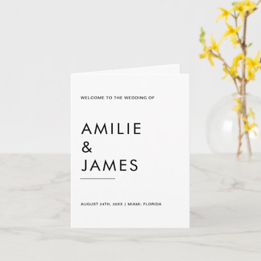 ミニマリスト結婚式パーティー折り畳みプログラムタイムライン カード (黄色い花)