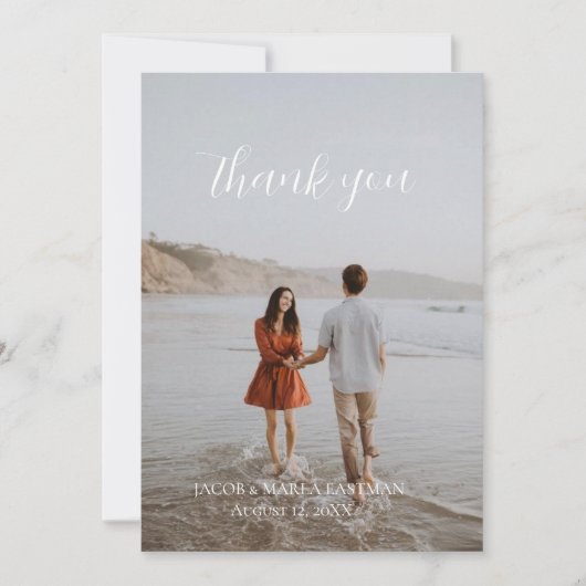 ミニマリスト結婚式写真感謝カード 招待状 (正面)