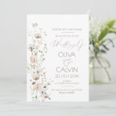 ミニマリスト結婚式招待状テンプレート ワイルドフラワー 招待状 (スタンド正面)