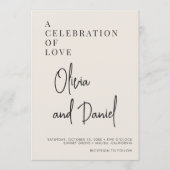 ミニマリスト結婚式筆記体フォトQRコード  招待状 (正面)